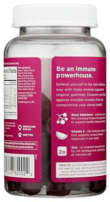 Hyland's Organic Elderberry Plus Gummies, Organic Black Elderberry with ZINC and Vitamin C, Immune Support Supplement for Adults, 60 Vegan Gummies (30 Days)