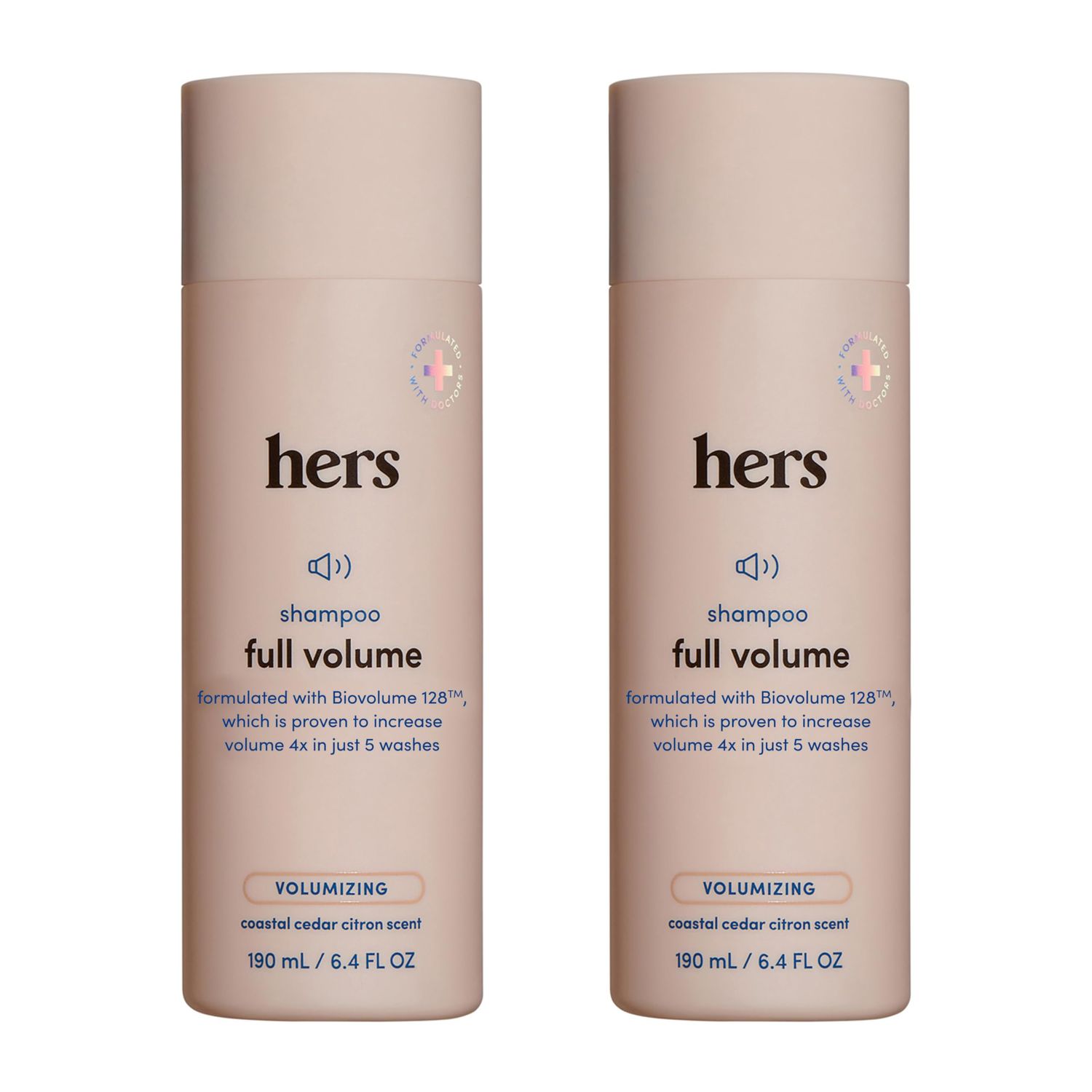 hers Full Volume Shampoo, 2 Pack - Volumizing Shampoo for Women with Biotin - Adds Lightweight Volume, Shine Bounce - Coastal Cedar Citron - 2 x 6.4 fl oz