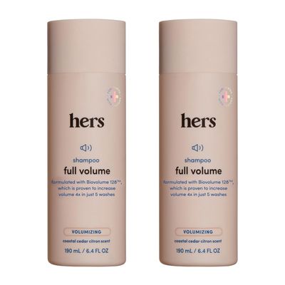 hers Full Volume Shampoo, 2 Pack - Volumizing Shampoo for Women with Biotin - Adds Lightweight Volume, Shine Bounce - Coastal Cedar Citron - 2 x 6.4 fl oz