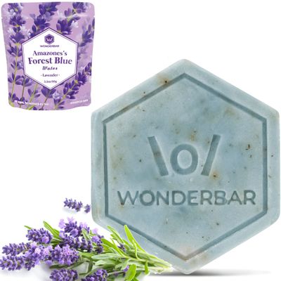 WONDERBAR101 Dry Hair and Itching Scalp Dandruff Shampoo Bar - plant-based, pH balanced, Eco-friendly, Plastic Free Packaging (Lavender)