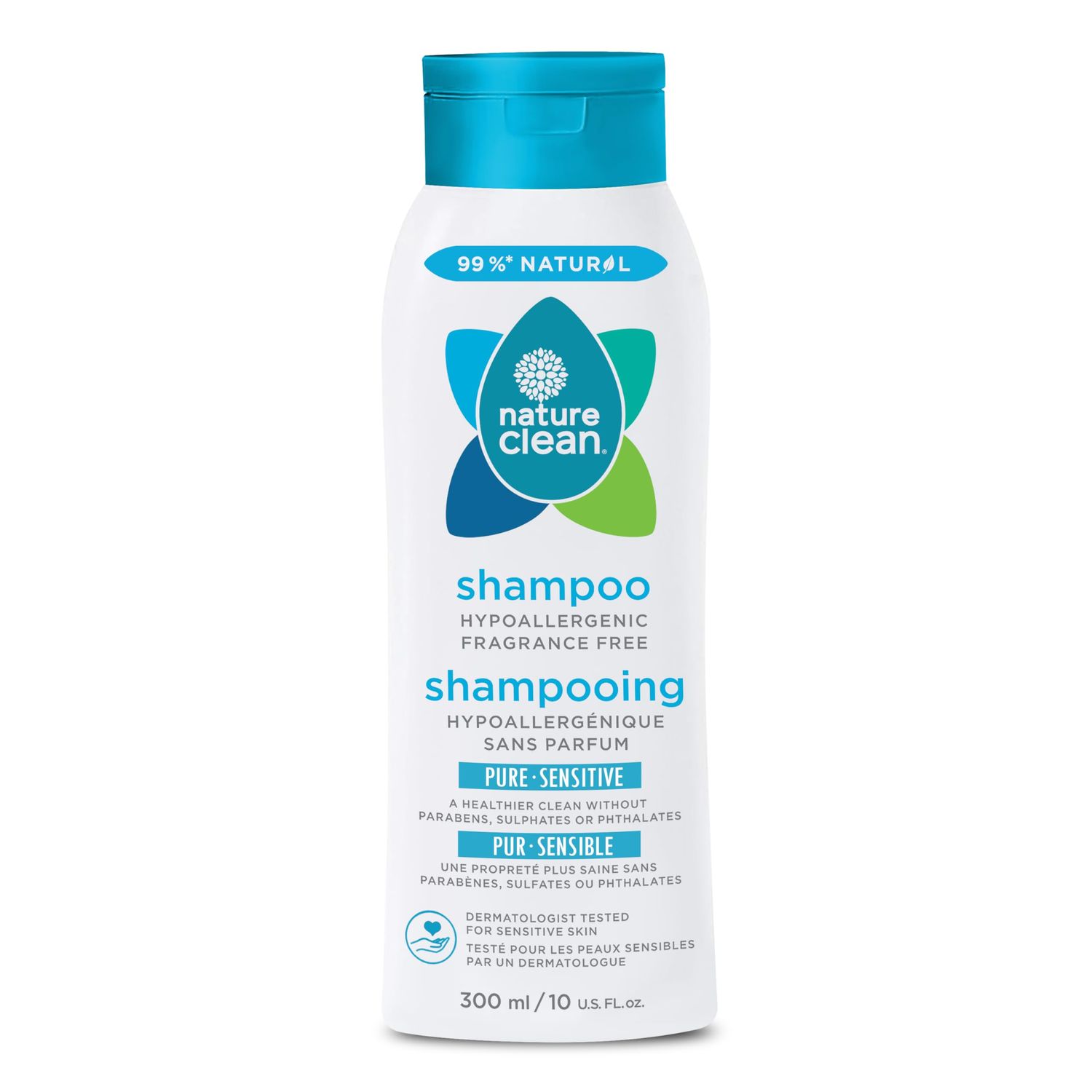 Nature Clean All-Natural Sulfate Free Shampoo for Men Women. Non-Toxic Fragrance-free Organic No Paraben Unscented Hypoallergenic Vegan 10 oz 300 ml