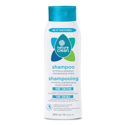 Nature Clean All-Natural Sulfate Free Shampoo for Men Women. Non-Toxic Fragrance-free Organic No Paraben Unscented Hypoallergenic Vegan 10 oz 300 ml