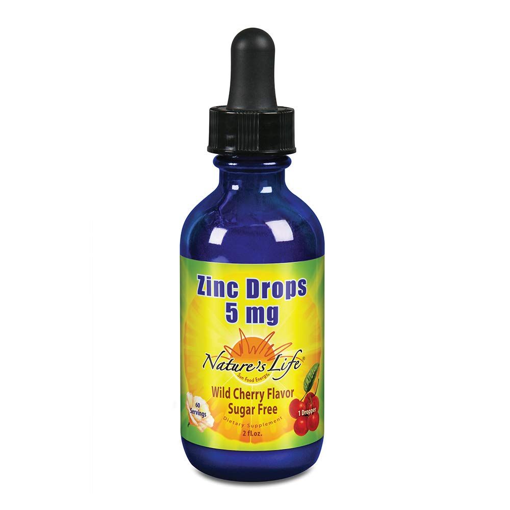 Nature&#39;s Life Liquid Zinc Drops 5mg Cherry 60 Servings, 2 fl oz