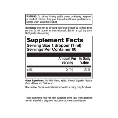 Nature's Life Liquid Zinc Drops 5mg Cherry 60 Servings, 2 fl oz