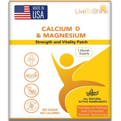 Calcium Magnesium D3 Topical Patches for Men and Women - One Month Supply - USA Made by Live to Shine