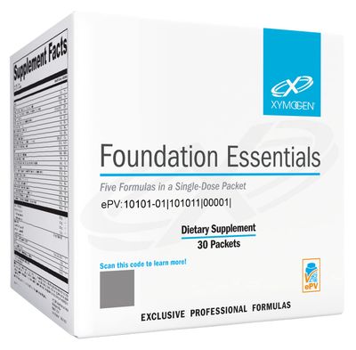 XYMOGEN Foundation Essentials - 5-Product Packets with ProbioMax Probiotic, ActivNutrients Multivitamin Without Iron, Omega MonoPure 650 Fish Oil, OptiMag Magnesium Vitamin D3 2000 (30 Packets)
