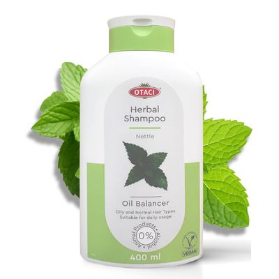 OTACI Oil Balancing Herbal Shampoo with Nettle Extract - Deep Cleansing, Oil Control Scalp Health for Oily Normal Hair - Vegan, Cruelty-Free, Paraben-Free Formula