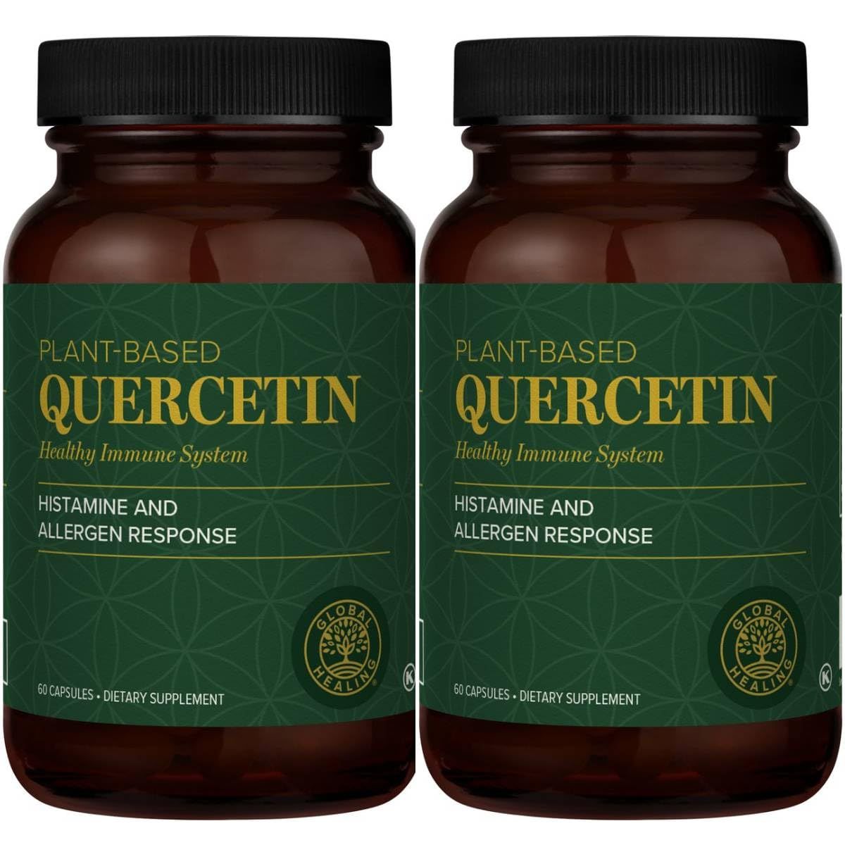 Global Healing Center Quercetin (2-Pack) 500mg Total, 250mg Each, Support Immune System Function Body&#39;s Natural Response to Occasional Allergies - QuerceFIT Without Bromelain Zinc - 60 Capsules