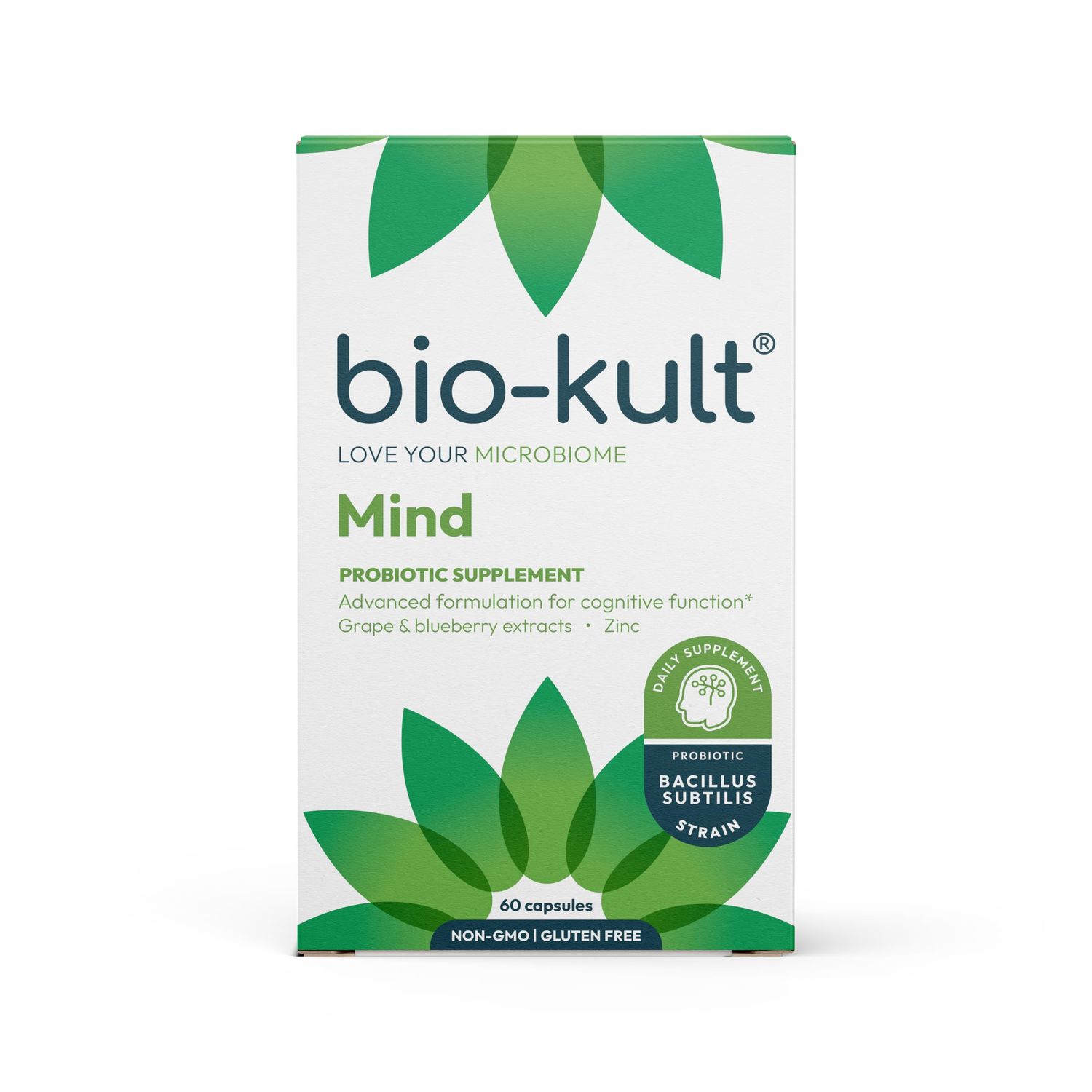Bio-Kult Mind Probiotic Supplement for Cognitive Function with Added Grape and Blueberry Extracts and Zinc - 60 Capsules