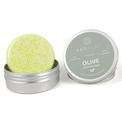 ZeoClay Herbal Shampoo Bar - Olive Scent - All Natural, Organic Ingredients - Nourish Moisturize to Prevent Hair and Scalp Dryness