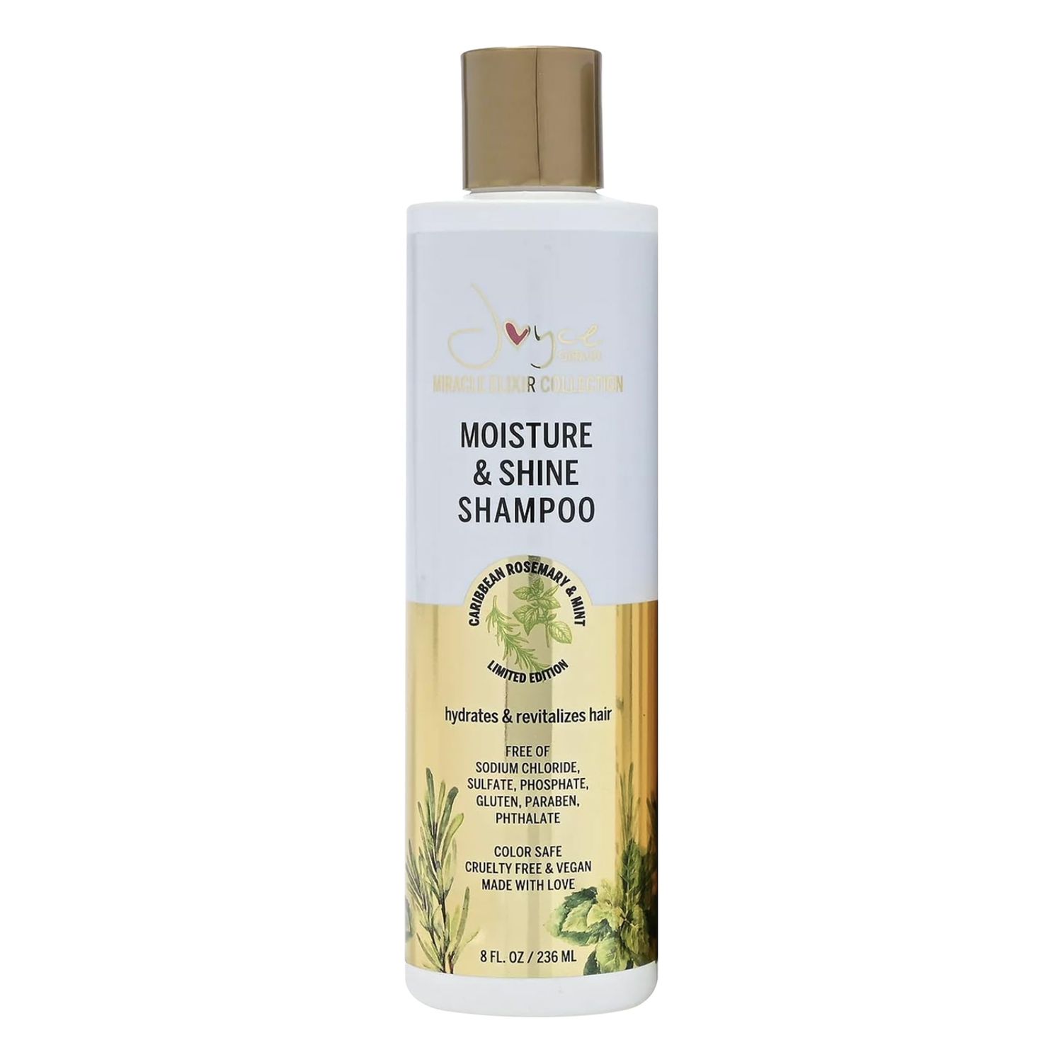 Miracle Elixir Collection Joyce Giraud Moisture Shine Shampoo, Caribbean Rosemary Mint, Hydrates Protects Color, 8 Fl. Oz