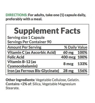 Nature's Bounty Gentle Iron 28 mg 90 Capsules