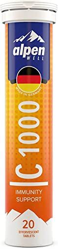 - AlpenWell Vitamin C - 1000mg Zinc - Immune Support - 20 Effervescent Vitamin Drink Tablets, No Sugar Low Calorie Supplement, Orange Flavor Sugar Free