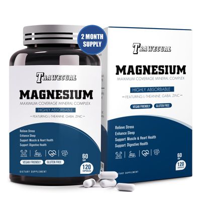 Triple Magnesium Complex 1200mg - Magnesium Glycinate 500mg, Citrate Malate with 200mg L-Theanine for Sleep, Calm Stress Relief, 120 Capsules, 2-Month Supply