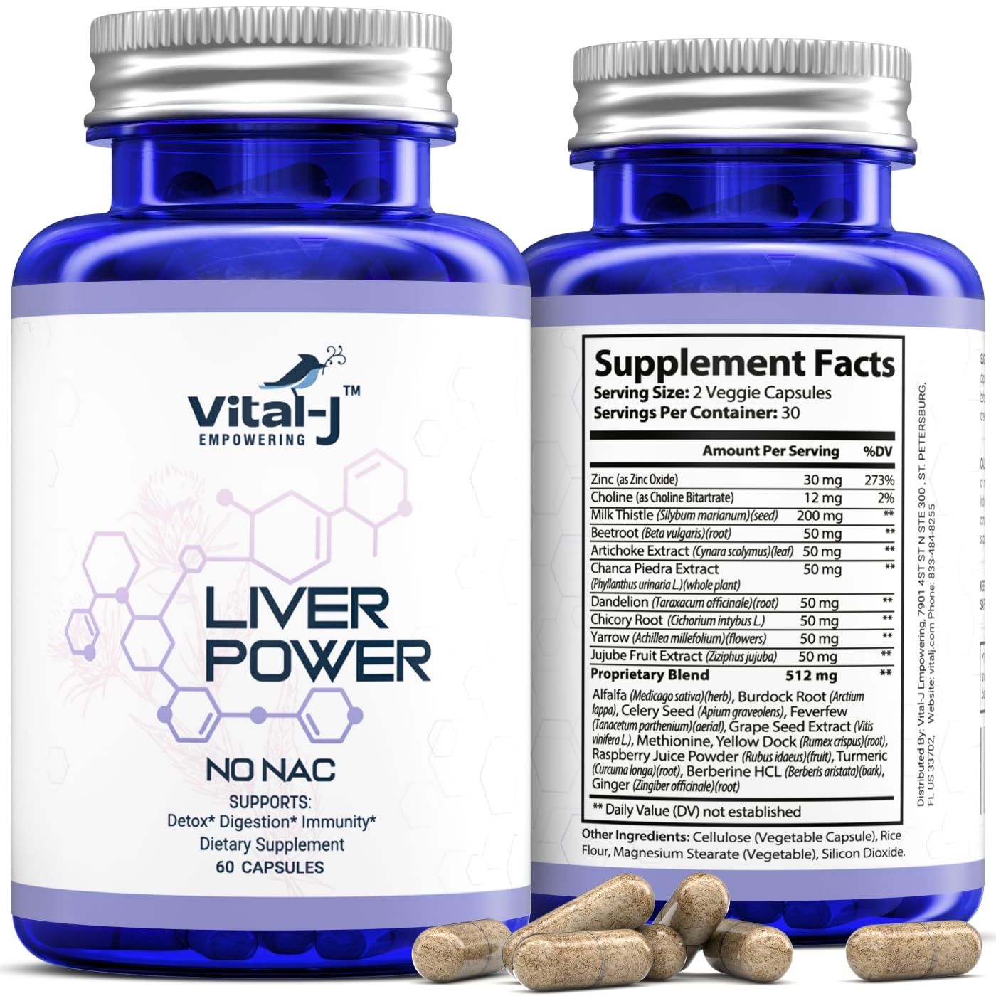 21-IN-1 Liver Support Supplement, Liver Cleanse Detox Repair - WMilk Thistle, Zinc, Beetroot Artichoke, Choline Dandelion Root for Digestion Immunity - 120 Capsules pack of 2