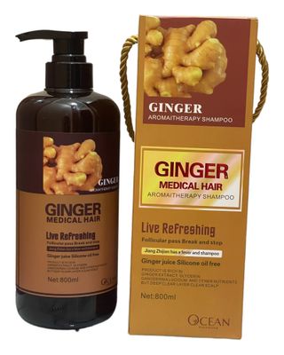 GINGER MEDICAL HAIR SHAMPOO, Promotes Hair Strength Thickness with increased volume reducing breakage (800 ML) WITH HERBAL INGREDIENTS (Shampoo), 27.0 Fl Oz, 1
