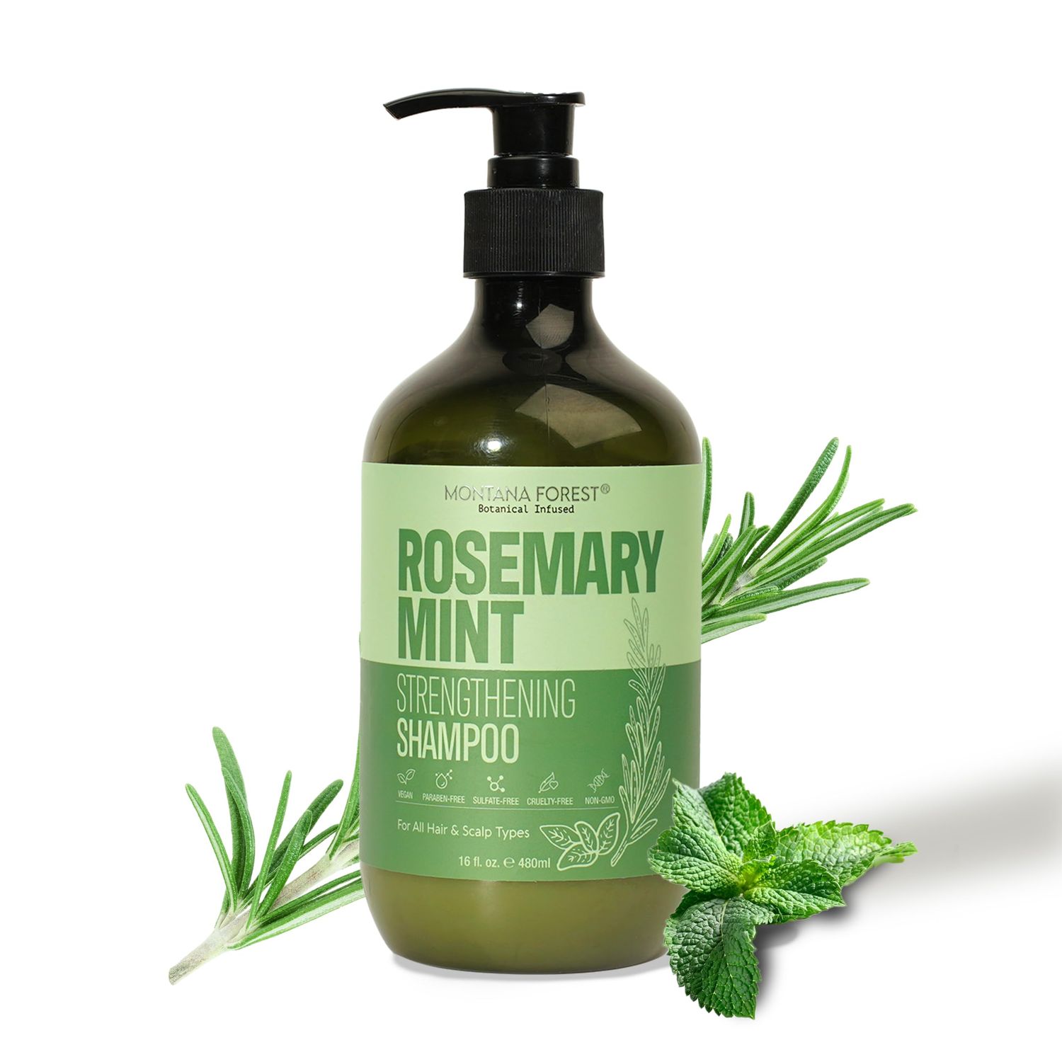 MONTANA FOREST Rosemary Mint Strengthening Shampoo 16 Fl Oz Infused with rosemary and mint extracts, cooling essence of mint refreshingly cleanses hair and scalp