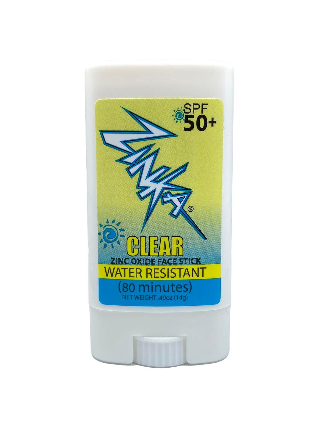 Zinka Clear Zinc Oxide Sunscreen Stick SPF 50, Travel-Friendly Non-Greasy, Broad Spectrum UV Face Shield for Sensitive Skin, Water-Resistant (0.49 oz)