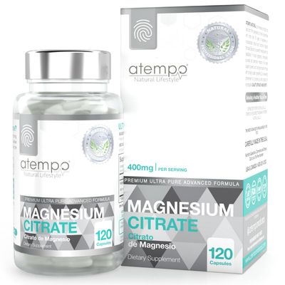 Magnesium Citrate, for Metabolism, Enzyme Function, Electrolyte Balance, Stress, Nerves Muscles Health Professional Grade High Absorption, NO FILLERS-ADDITIVES, 120 Vegan Capsules Delay Release