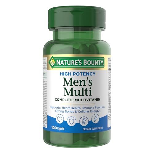 Nature s Bounty High Potency Men s Complete Multivitamin, Daily Men s Health Vitamin for Heart Health and Immune Support, Men&#39;s Multivitamin for Strong Bones, Overall Health and Wellness, 100 Capsules