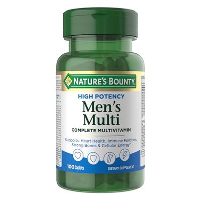 Nature s Bounty High Potency Men s Complete Multivitamin, Daily Men s Health Vitamin for Heart Health and Immune Support, Men&#39;s Multivitamin for Strong Bones, Overall Health and Wellness, 100 Capsules