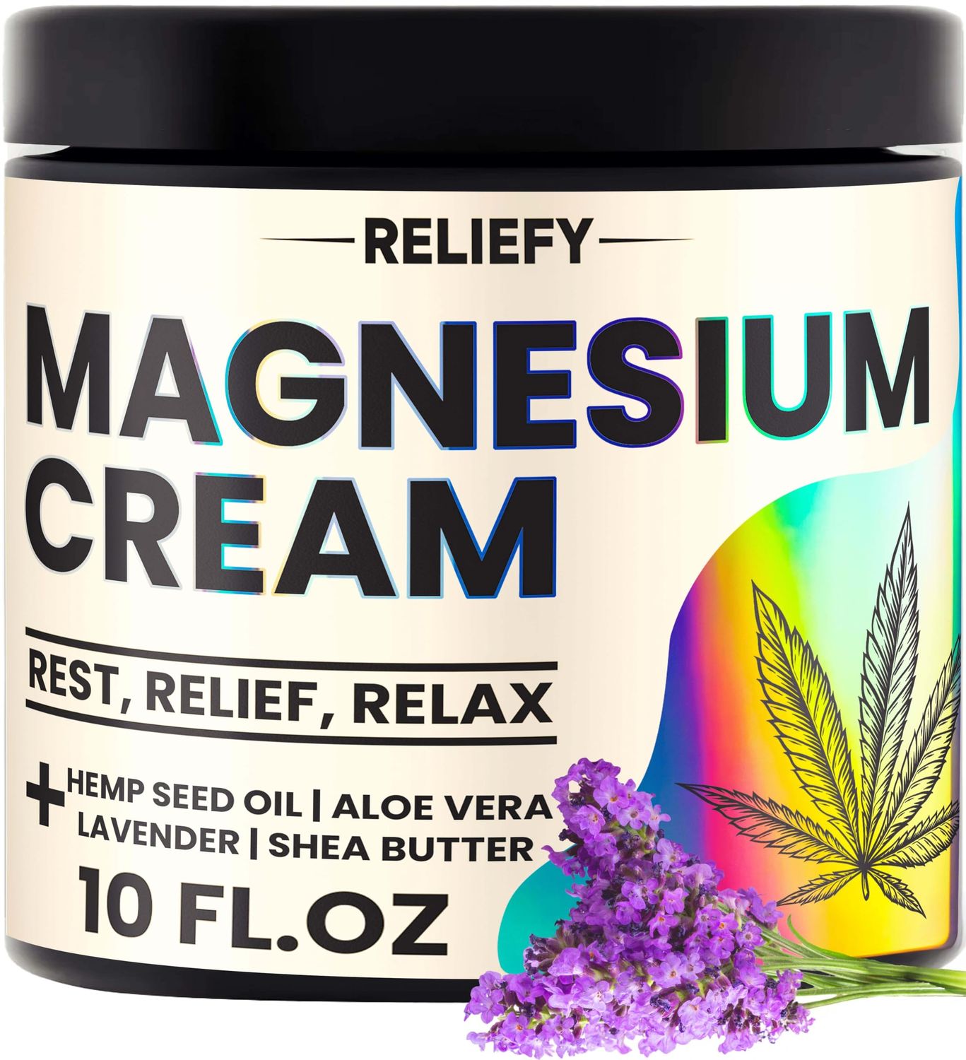 Magnesium Cream for Sleep 10 Oz Muscle, Pain Leg Cramps Relief Lavender, Hemp Seed Oil, Shea Butter, Aloe Vera, Jojoba Oil, Vitamin E, MSM Topical Magnesium Lotion Calm Relaxation Body Balm