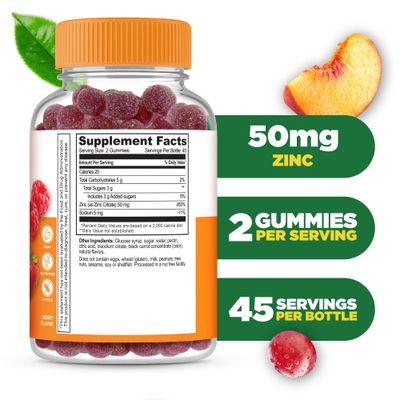 Lifeable Zinc Gummies 50mg Great Tasting Natural Flavor Zinc Vitamins Gluten Free, Vegetarian, GMO-Free Zinc Chewable for Immune Support 90 Gummies