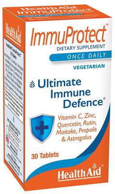 HealthAid Immuprotect, 30 Tablets, Ultimate Immune Defense, Contains Vitamin C, Zinc, Quercetin, Rutin, Maitake, Propolis, and Astragalus, Once Daily, Vegetarian