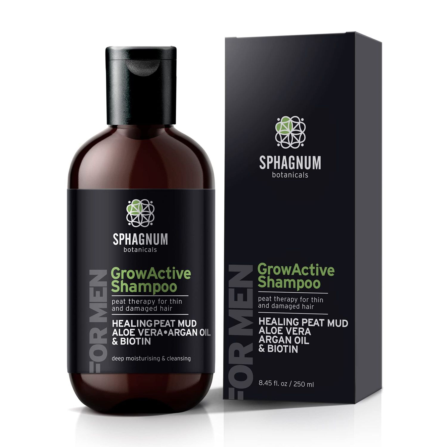 Hair Growth Shampoo for Men - Natural Biotin Boost with Argan Oil, Aloe Vera and Peat Mud - Effective Hair Loss Treatment for Thinning Hair - Helps With Dandruff