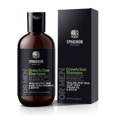 Hair Growth Shampoo for Men - Natural Biotin Boost with Argan Oil, Aloe Vera and Peat Mud - Effective Hair Loss Treatment for Thinning Hair - Helps With Dandruff
