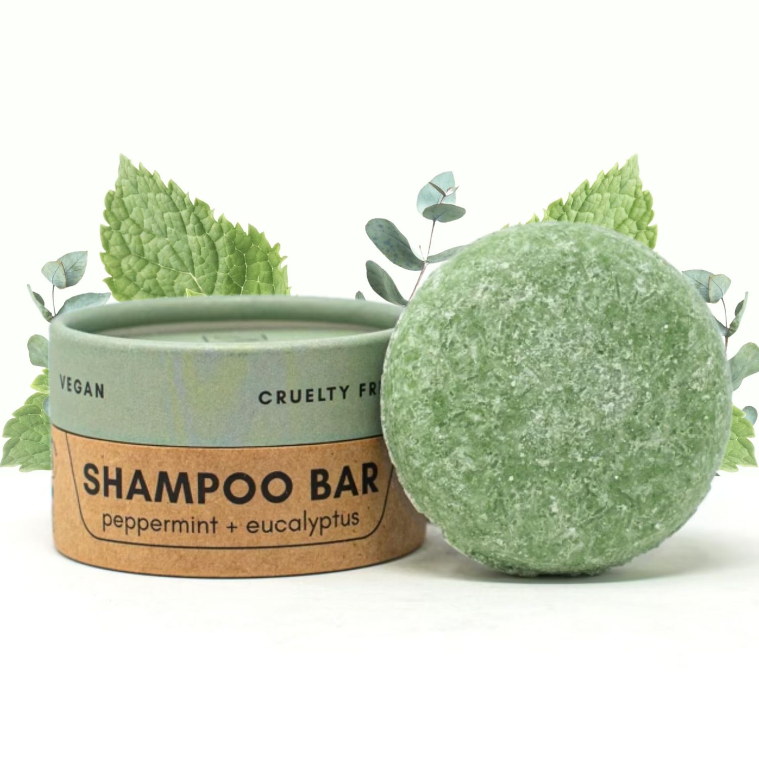 Zero Waste MVMT Shampoo Bar Peppermint Eucalyptus Eco-friendly Shampoo with Travel Container Natural Salon Quality Shampoo, Zero Waste Plastic Free