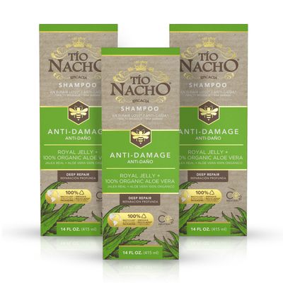 Tio Nacho Aloe Vera Deep Repair Shampoo, Organic Aloe Vera and Royal Jelly for Hair Repair and Protection, with Vegetable Keratin for Strength and Shine, Paraben, Salt, Silicone-Free, 14 Oz (3 Pack)