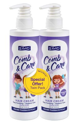 Dr. Fischer Hair Detangler, Cream Leave-In for Children, Rich in Rosemary Oil and Vitamin B5. For an Easy-To-Comb Hair 22 fl.oz. - Twin Pack