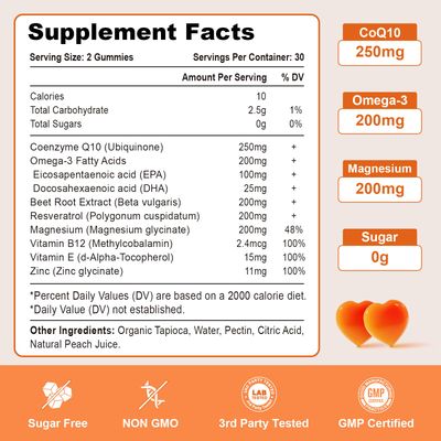 2 Pack CoQ10 Gummies, Plus Omega-3, Magnesium, Vitamin B12 for Brain Antioxidant, 5X Better Absorption Coenzyme Q10 Supplement - 120 Cts
