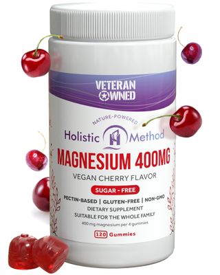 Magnesium Citrate Gummies - Sugar-Free, Vegan and Non-GMO for Better Sleep and Relaxation - No Sugar Alcohol - Magnesium Supplement for Adults, Teens and Kids - Cherry - 120 Chews