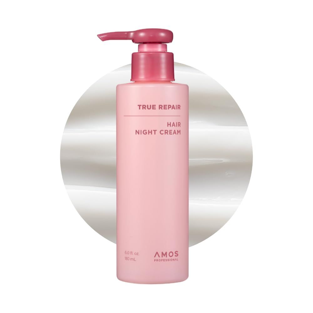 AMOS PROFESSIONAL True Repair Hair Night Cream l Overnight Hair Leave-in Conditioner, Hydrating Deep Conditioning for Dry and Damaged Hair, 6.0 fl.oz