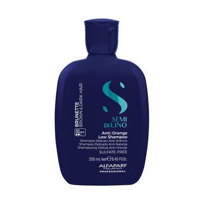 Alfaparf Milano Semi Di Lino Anti Orange Blue Shampoo for Brown, Chestnut Dark Hair - Sulfate Free Brunette Shampoo - Removes Brass Unwanted Tones (8.45oz 250ml)
