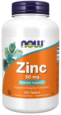 Now Foods, Zinc (Zinc Gluconate) 50 mg, Supports Enzyme Functions, Immune Support, 500 Tablets White
