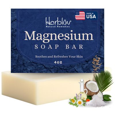 Dead Sea Magnesium Soap Bar - Deep Cleansing, Moisturizing Body Soap for Dry Itchy and All Skin Types - Shower Soap Soothes Muscles and Joints - All-Natural Exfoliating Face and Body Wash Made in USA