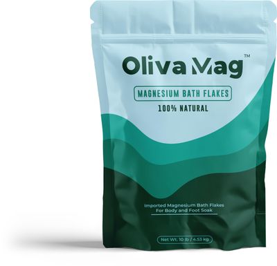 Oliva Mag Magnesium Bath Flakes Natural and Pure with 10 LB in Reseable Bag, for Bathing,Foot Soak, Skin Hydration, Stress Relief, Muscle Recovery