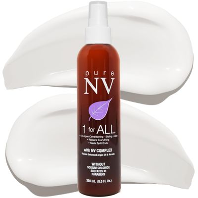 Pure NV 1 For ALL Weightless Leave In Conditioner Detangle Eliminate Frizz, Botanically Based, Keratin, Collagen Argan Oil Infused (8.5 Oz)