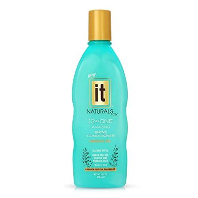 IT Naturals Argan Oil 12-In-One Amazing Shine Conditioner, 10.2oz - Repairs, Protects Strengthen Hair Split Ends Breakage - for All Hair Types - Moisturizing Volumizing - Paraben Free