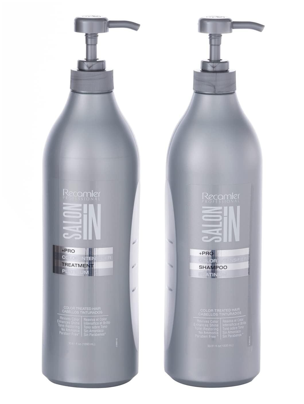 Recamier Professional Salon In Pro Color Intensifier Hair Platinum Kit Shampoo and Treatment - Kit Tratamiento y Shampoo Intensificador de Color Platino para cabello