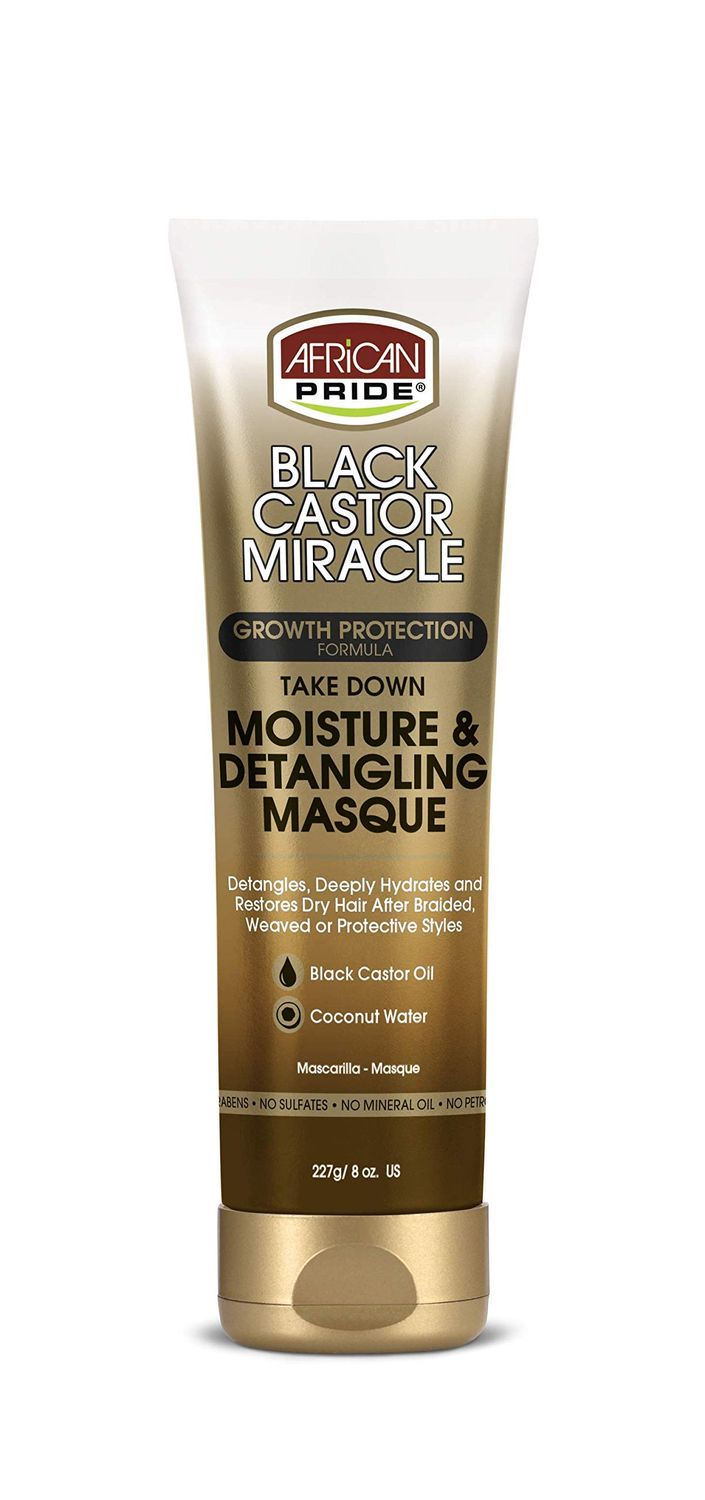 African Pride Black Castor Miracle Take Down Moisture Detangling Masque - Hydrates, Restores Dry Hair, Contains Black Castor Oil Coconut Water, Conditions, Removes Build-Up, Prevent Breakage, 8 oz