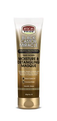 African Pride Black Castor Miracle Take Down Moisture Detangling Masque - Hydrates, Restores Dry Hair, Contains Black Castor Oil Coconut Water, Conditions, Removes Build-Up, Prevent Breakage, 8 oz