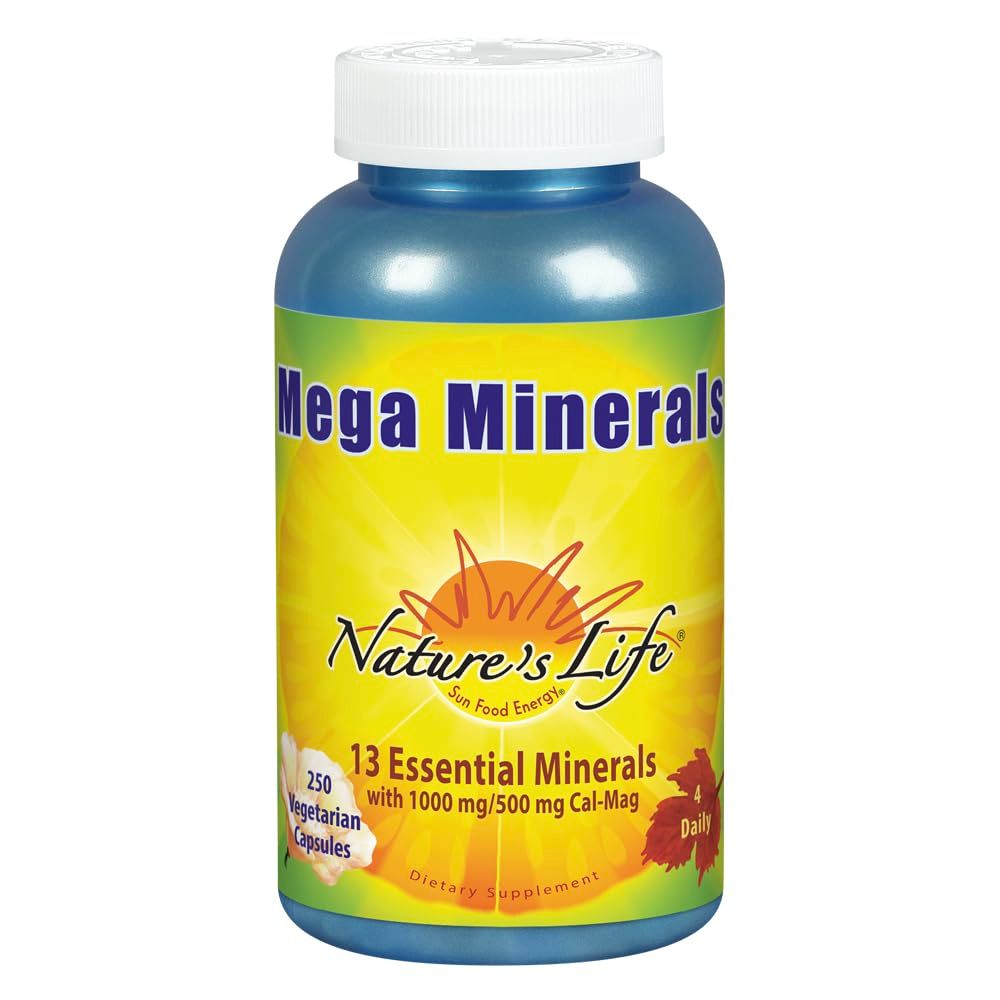 Nature&#39;s Life Mega Minerals Complex Complete Multi Mineral Vitamin D Supplement 250 Vegetarian Capsules
