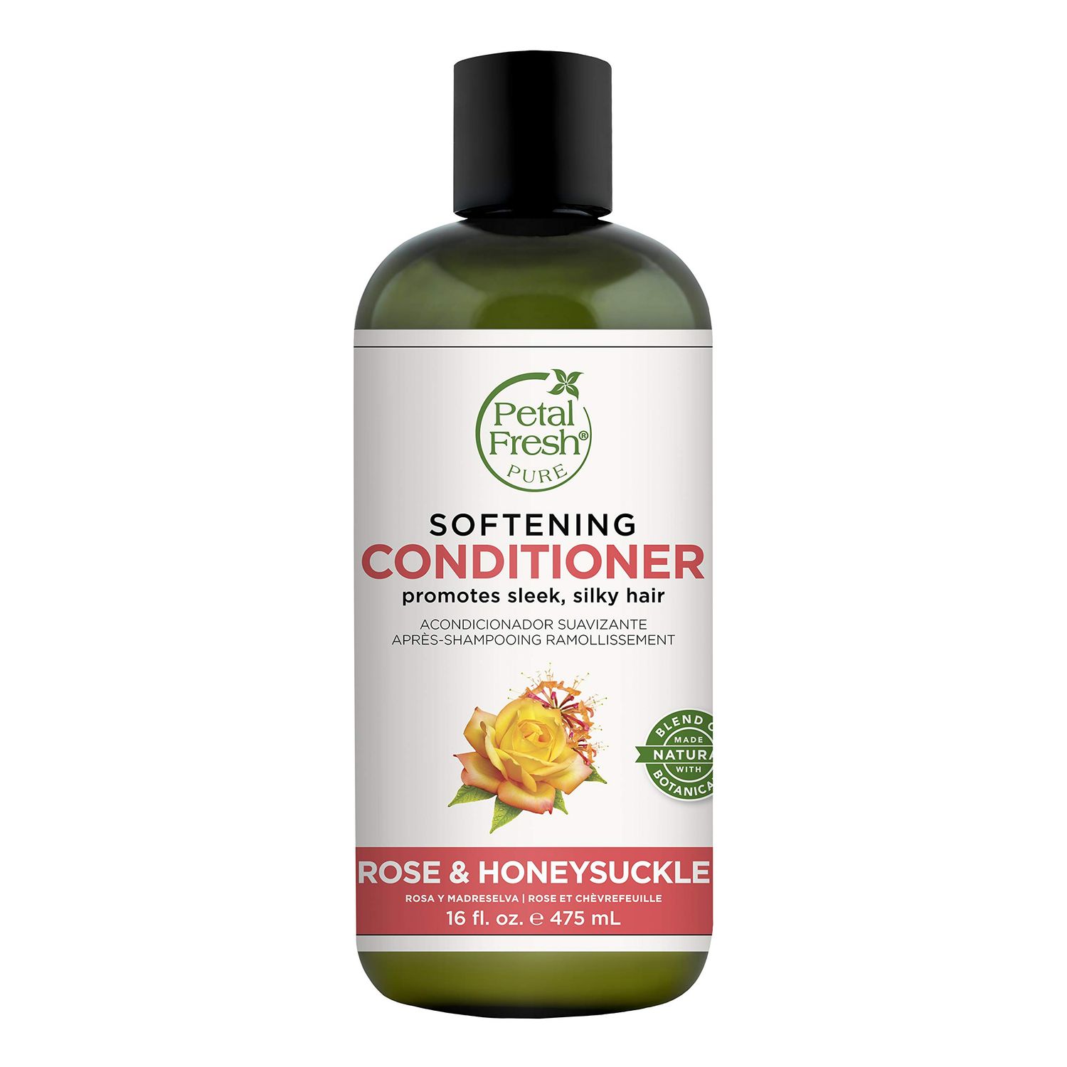 Petal Fresh Pure Softening Rose Honeysuckle Conditioner, Provides Intense Softness, For All Hair Types, Natural Essential Oils, Vegan and Cruelty Free, 16 Fl oz