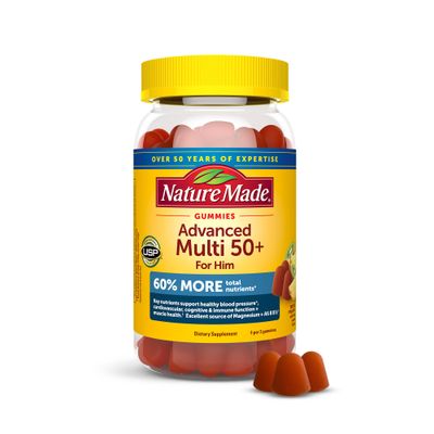 Nature Made Advanced Multivitamin Gummies 50 for Him with Magnesium Citrate, Vitamin D3, Zinc and All 8 B Vitamins, Multivitamin for Men, 84 Gummies, 28 Day Supply