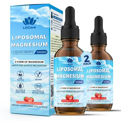 Liposomal Magnesium Glycinate Liquid Drop - With 8 Forms of Magnesium, Ashwagandha, D3 Liquid Magnesium Supplement 500mg for Kids Adults, for Calm, Sleep, Muscles Energy 2 Pack, 84 Days Supply