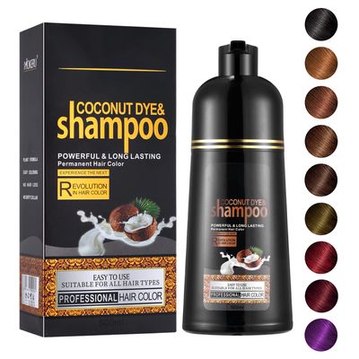 Agthyuve Coconut Oil Hair Dye Shampoo, Dark Coffee 16.9 Fl Oz, 3 in 1 For Men Women, Semi-permanent Hair Color